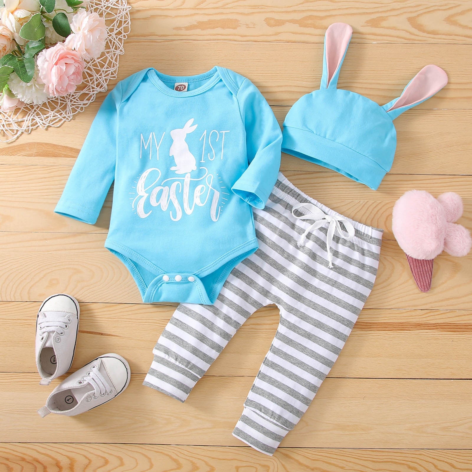 Easter Long Sleeve Clothes Sets for Infant Boys and Girls