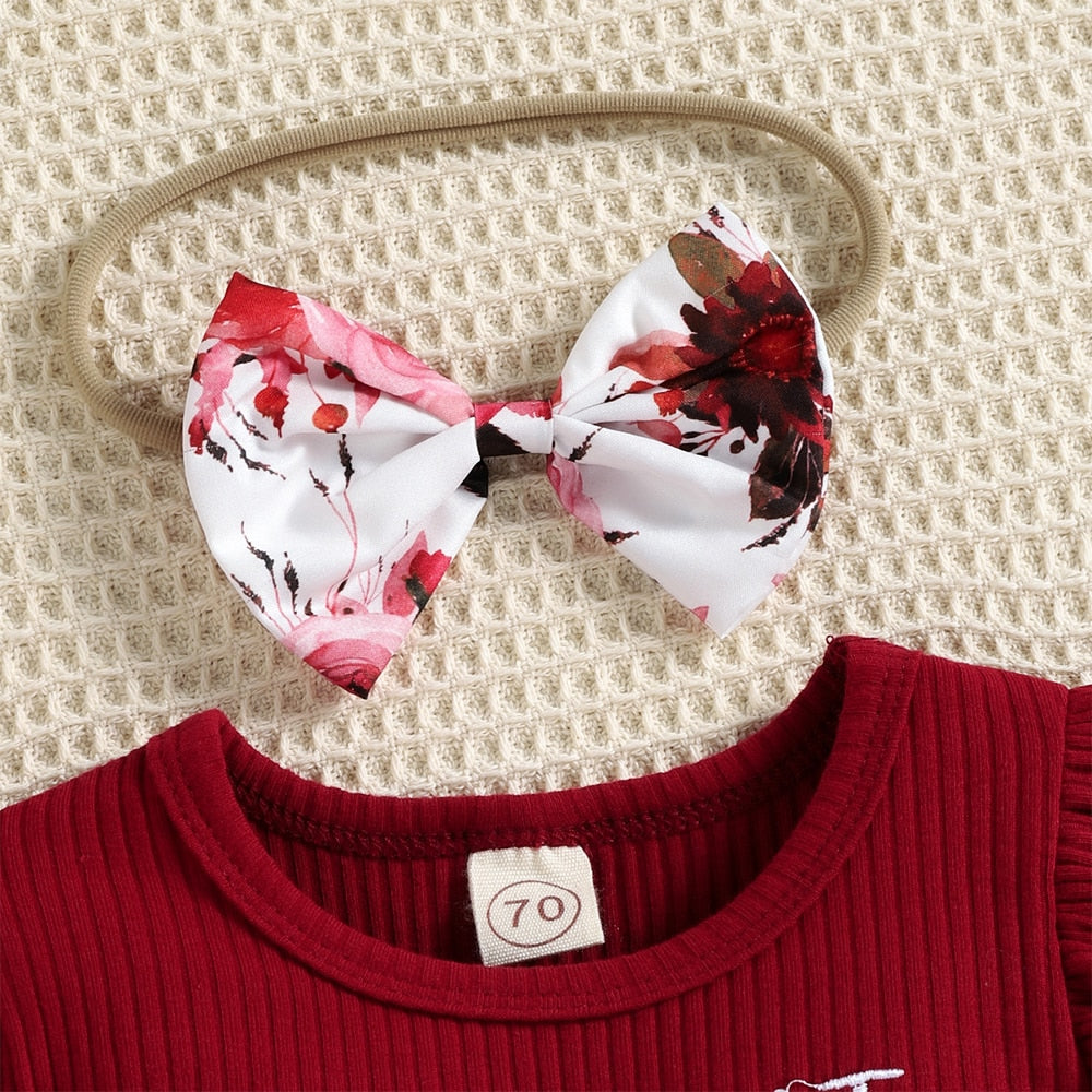 Charming Romper Dress and Headband Set for Newborn Baby Girls