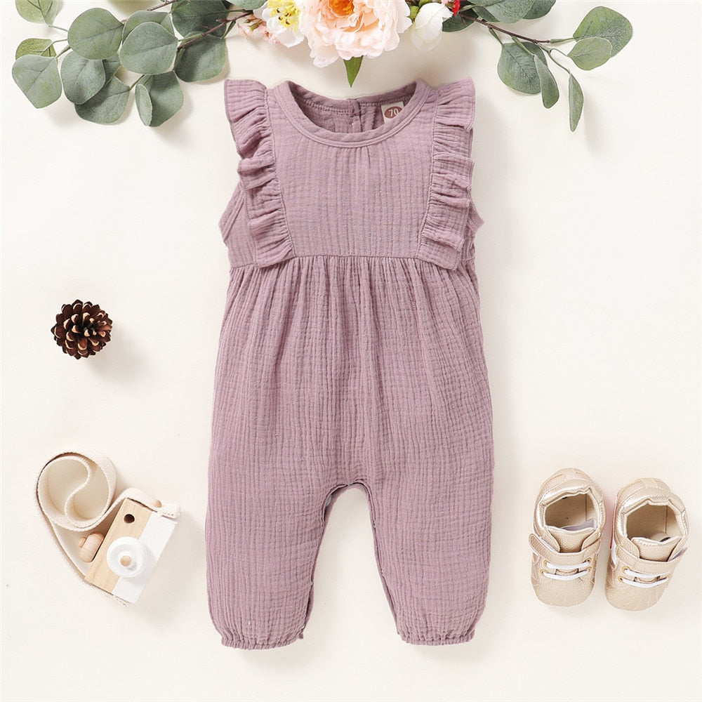 Sweet and Stylish Newborn Baby Bodysuit with Sleeveless Ruffles for Toddler Girls