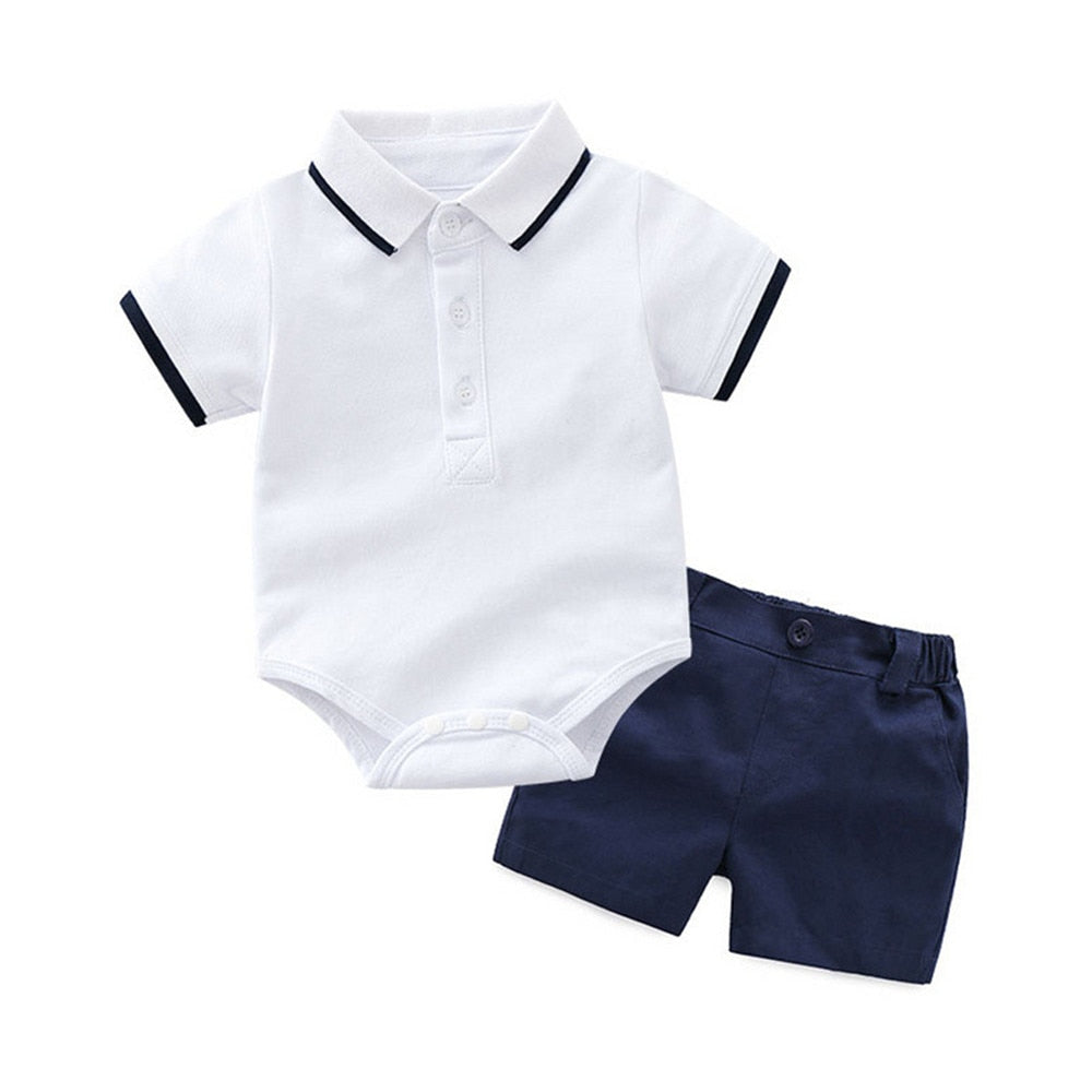 Toddler Boys Summer Clothes Set with Polo Shirt and Shorts