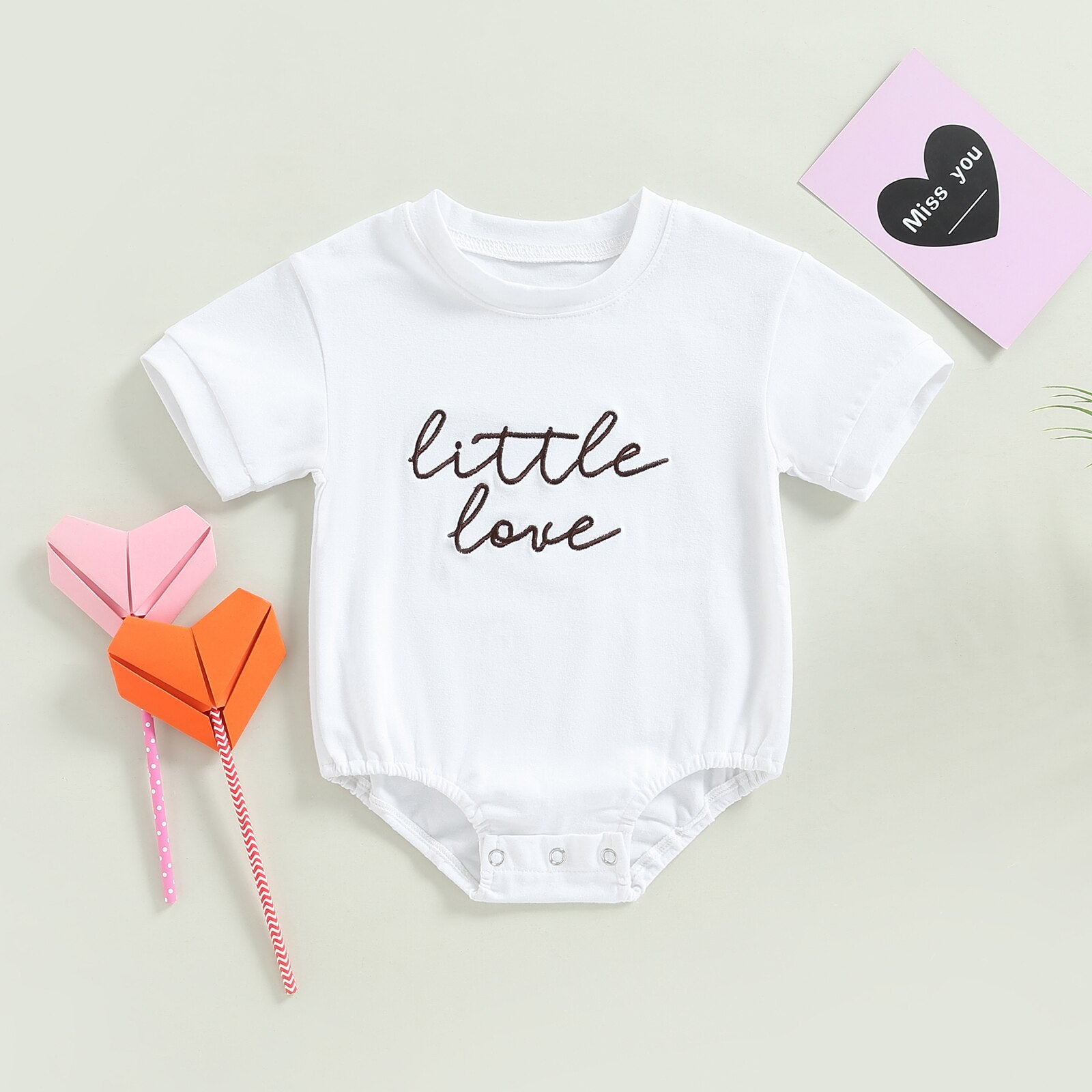 Adorable Baby Romper with Embroidered Letters