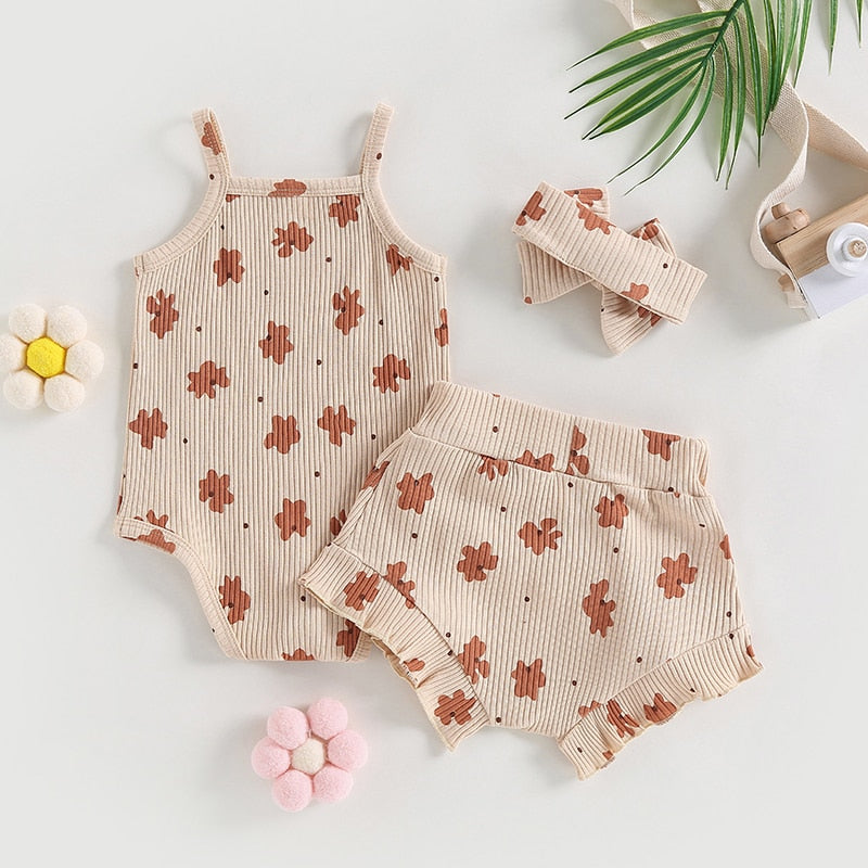 Floral Print Infant Baby Girls Summer Clothes Sets