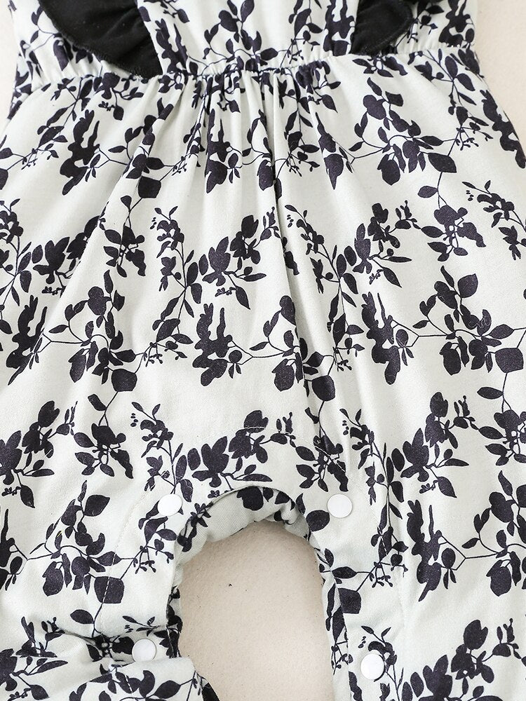 Crushed Leaves Printed Jumpsuit for Newborn and Toddler Girls