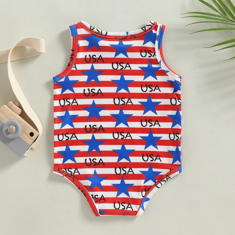 Infant Baby Boy/Girl Stars and Stripes Sleeveless Romper