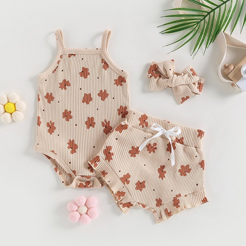 Floral Print Infant Baby Girls Summer Clothes Sets