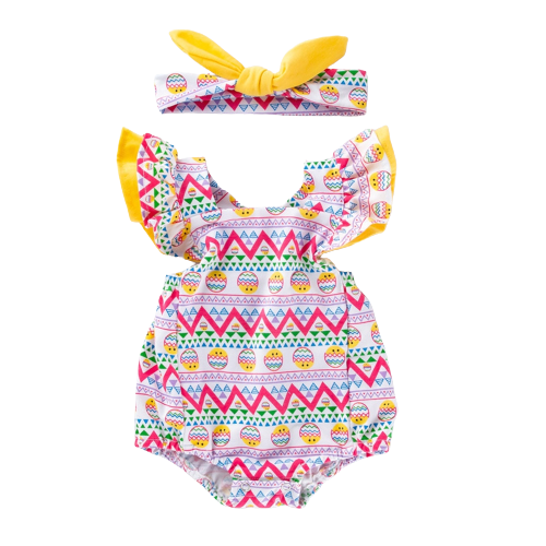 Adorable Flying Sleeve Baby Bodysuit with Watermelon Print for Girls