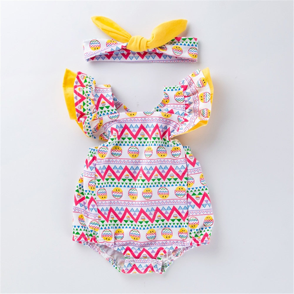 Adorable Flying Sleeve Baby Bodysuit with Watermelon Print for Girls