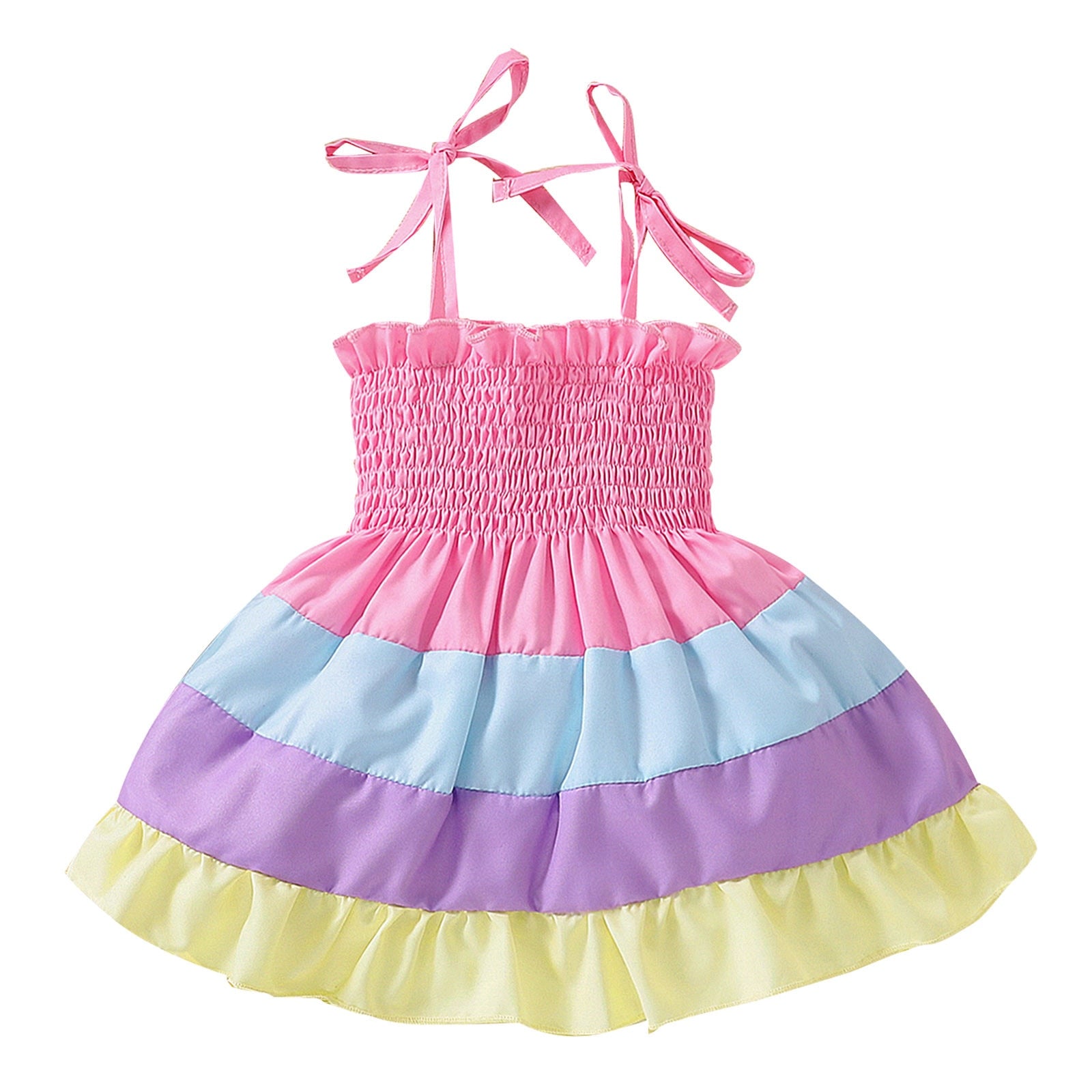 Adorable Infant Baby Girls Dress in Rainbow Colors for Summer