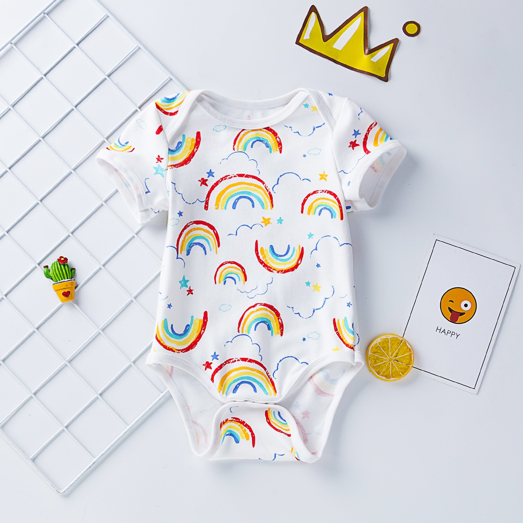 Cute and Comfortable Unisex Short-Sleeve Romper for Babies