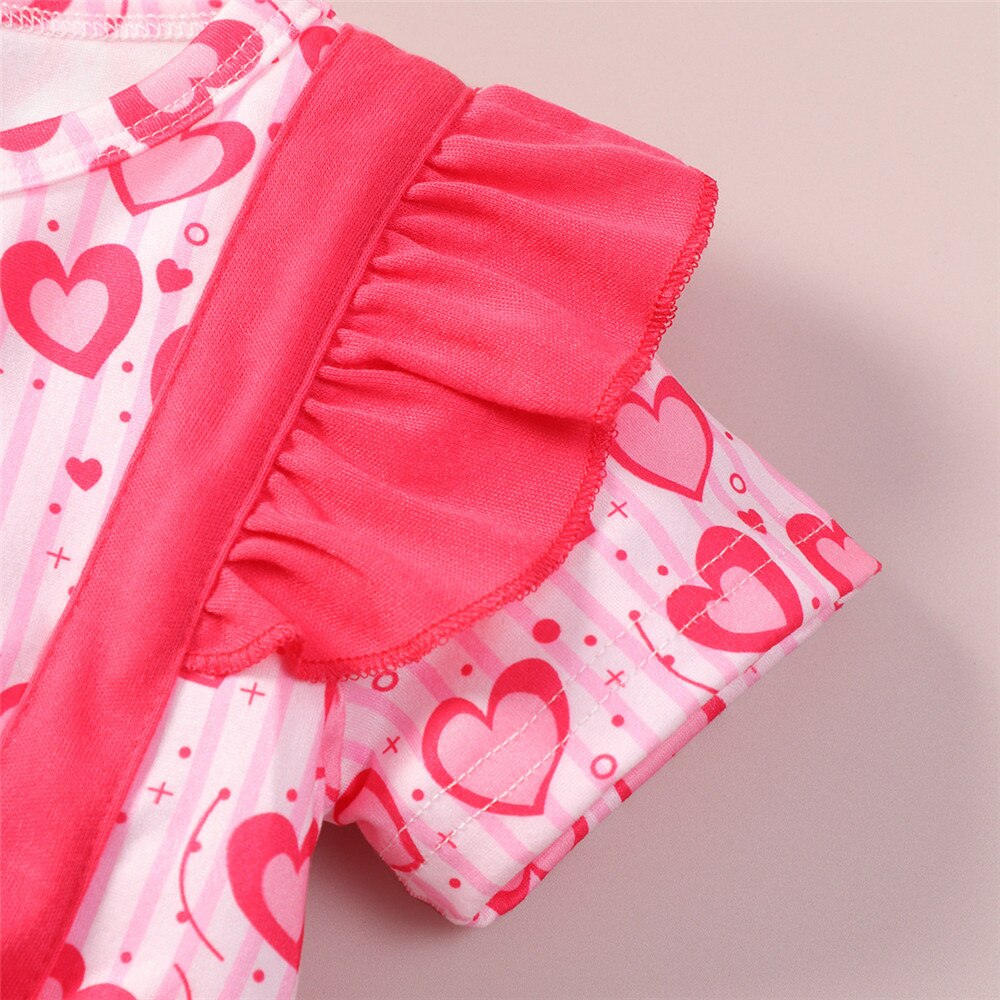 Adorable Bowknot Flying Sleeve Baby Rompers for Valentine's Day