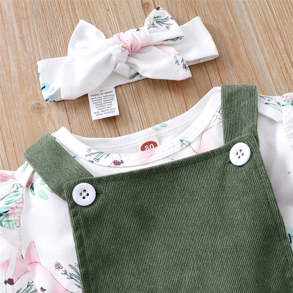 Adorable Newborn Baby Girl Clothes Set with Flowers and Fox Print