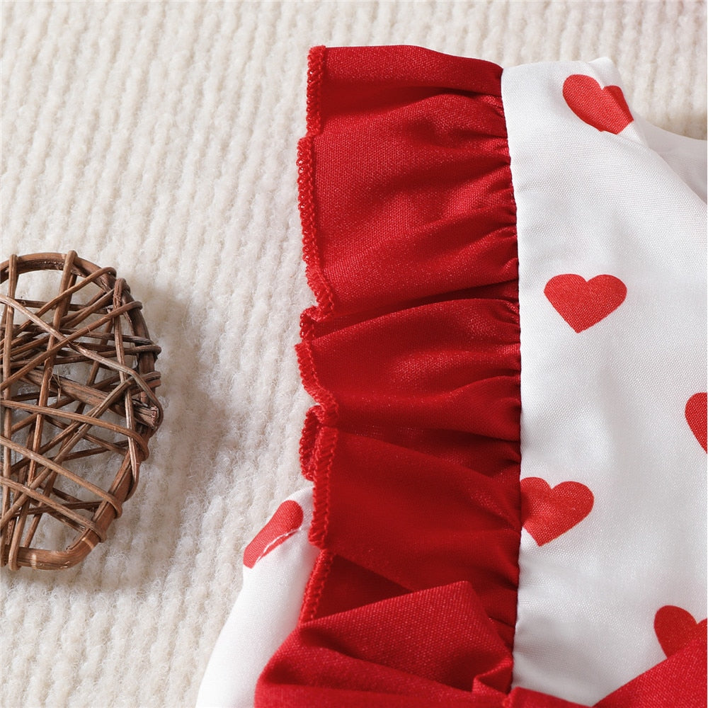 Cute and Chic Bowknot Ruffle Girls Bodysuit for Newborns | Perfect Valentine's Day Baby Costume | Summer Sleeveless Kids Overalls Infant Clothing