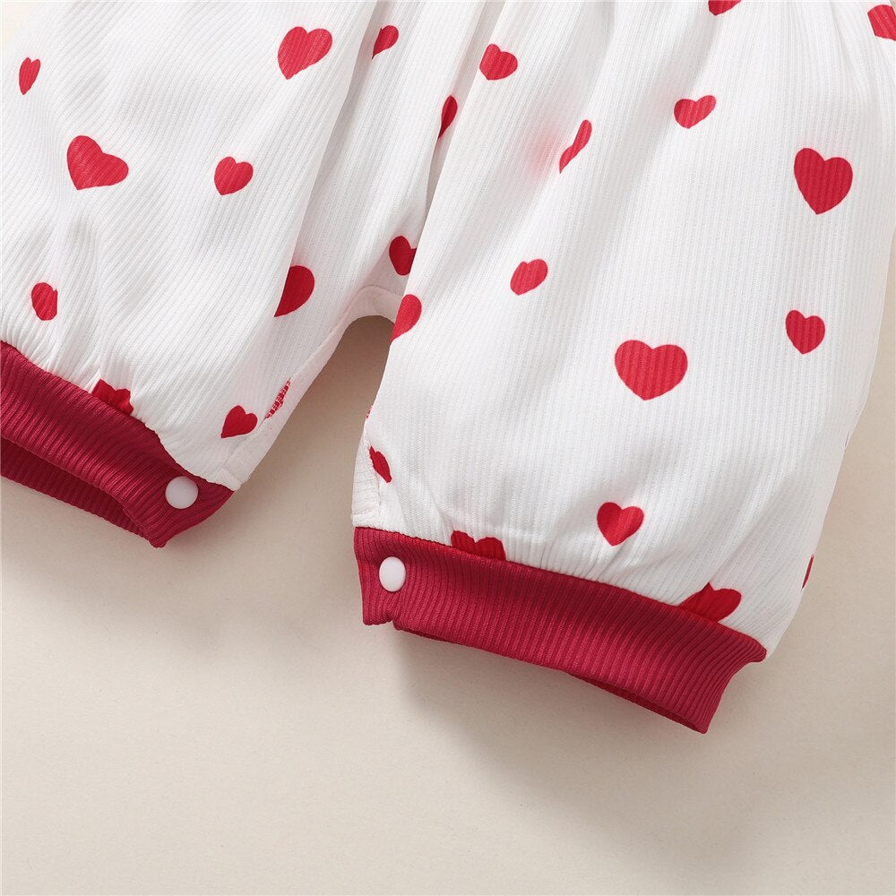 Adorable Heart Printed Baby Rompers for Girls