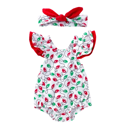 Adorable Flying Sleeve Baby Bodysuit with Watermelon Print for Girls