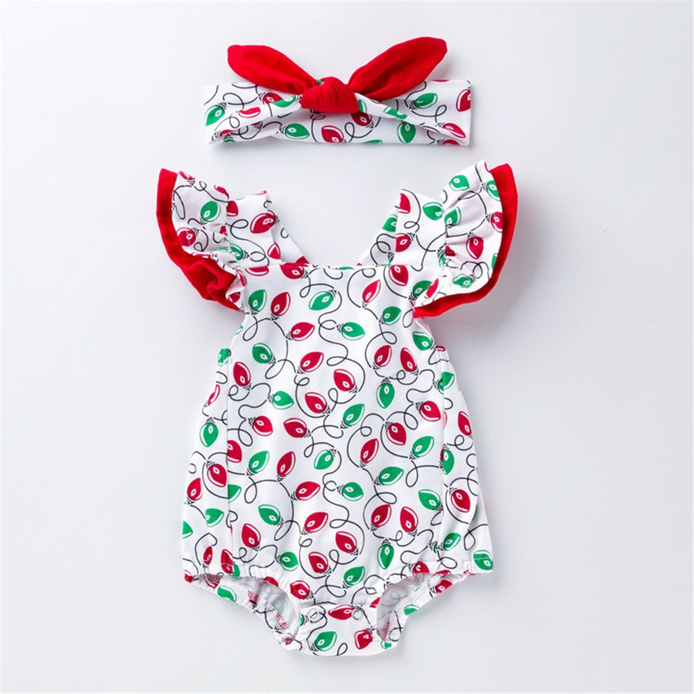 Adorable Flying Sleeve Baby Bodysuit with Watermelon Print for Girls