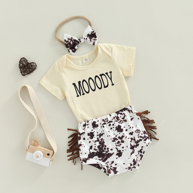 Cute Cotton Rompers and Tassel Shorts Set for Newborns and Toddlers