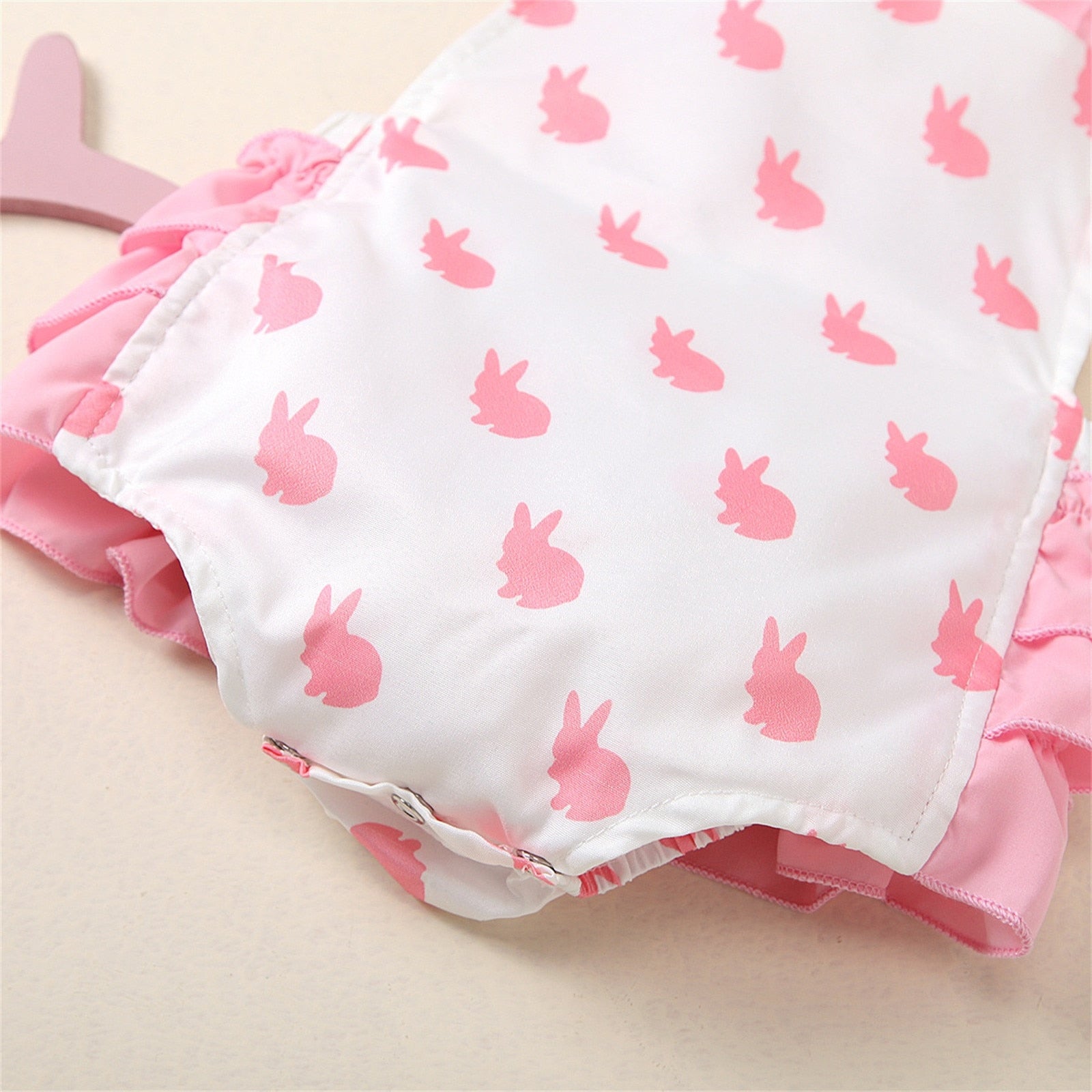 Adorable Newborn Baby Girls' Summer Jumpsuit with Cartoon Rabbit Prints
