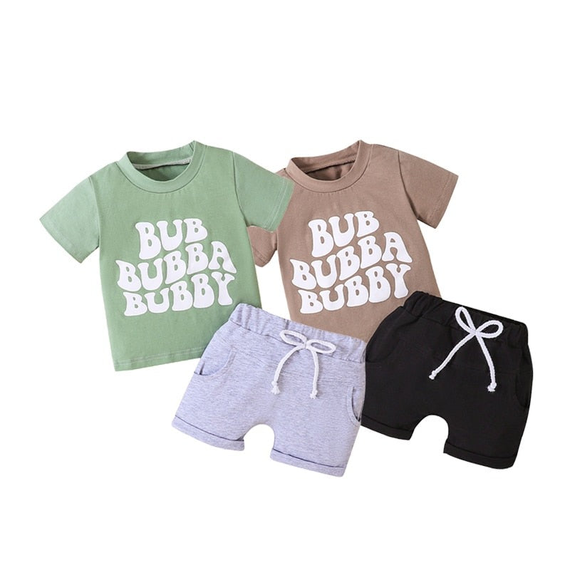 Baby Boys' 2-Piece Summer Short Set with Printed T-Shirt and Shorts
