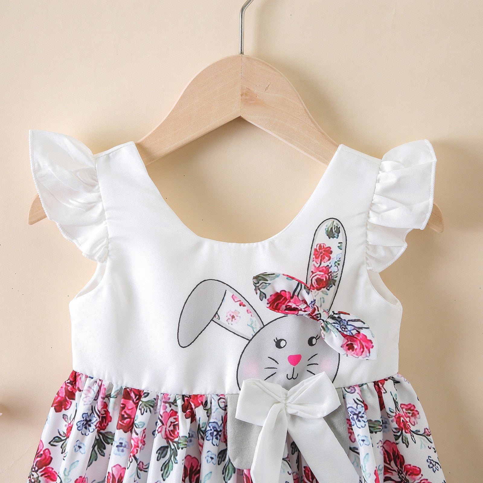 Adorable Toddler Baby Girl Princess Dress: Sleeveless Cartoon Flower Rabbit Print Summer Dress