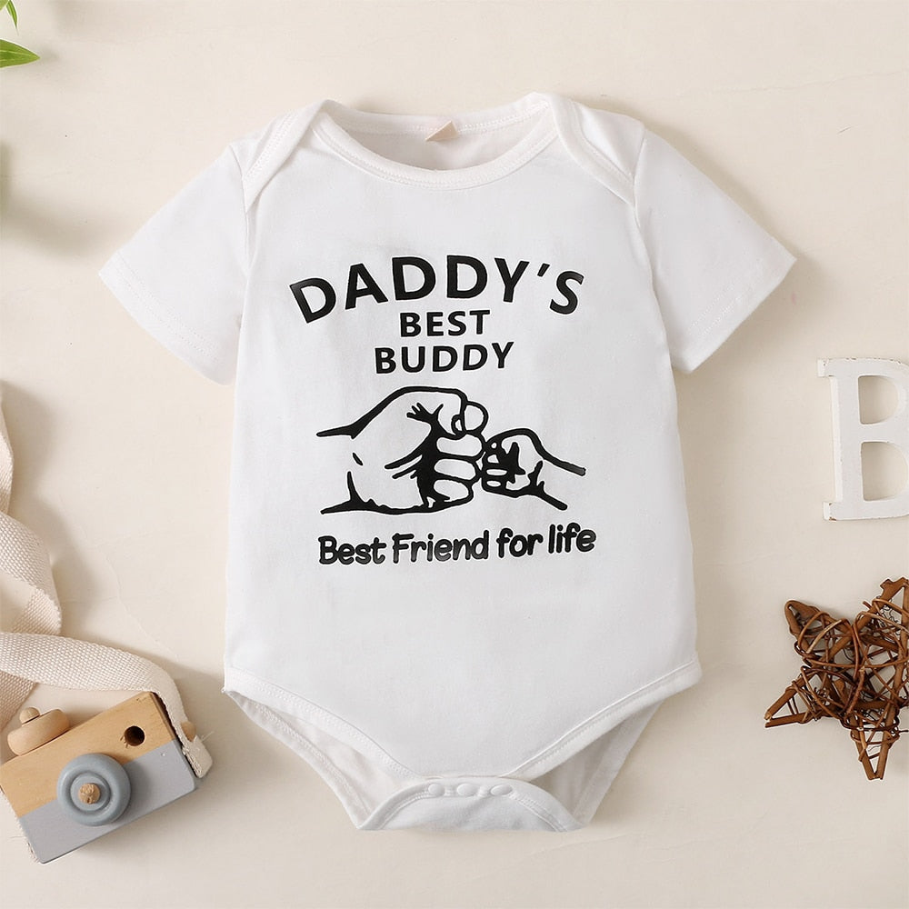 3pcs Cotton Short Sleeved Rompers Shirts + Pants + Hat Suit for Baby Boy Kid Clothes