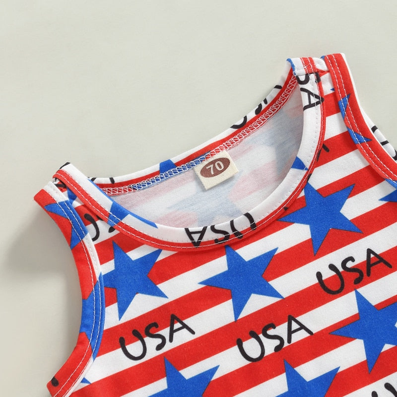 Infant Baby Boy/Girl Stars and Stripes Sleeveless Romper