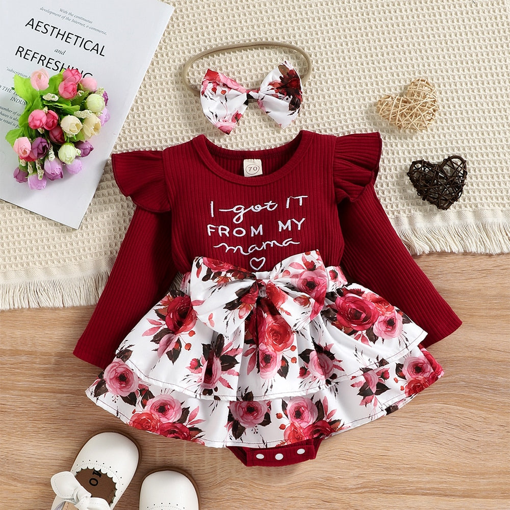 Charming Romper Dress and Headband Set for Newborn Baby Girls