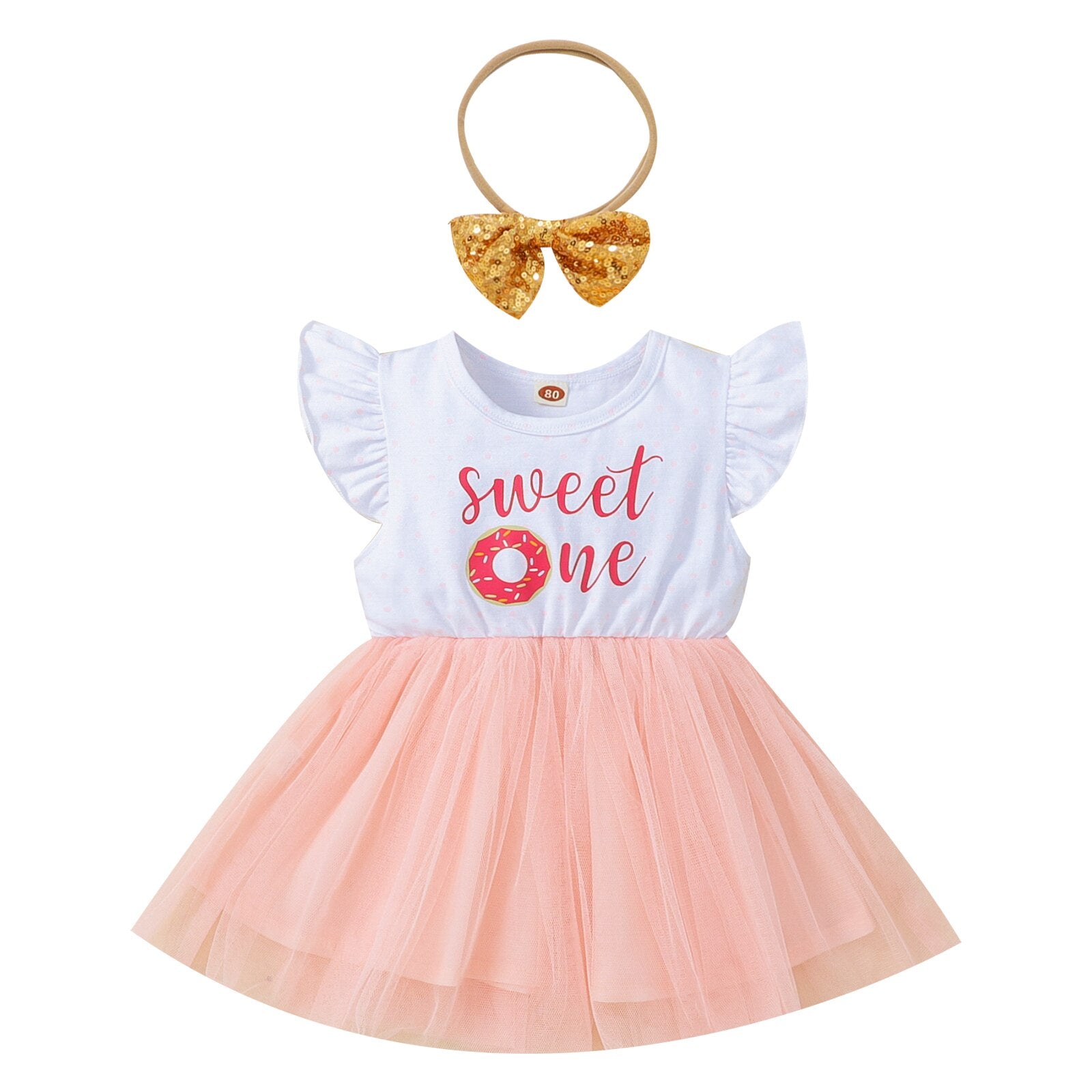 Summer Baby Girls Birthday Party Dress with Letter Print and Lace Tutu