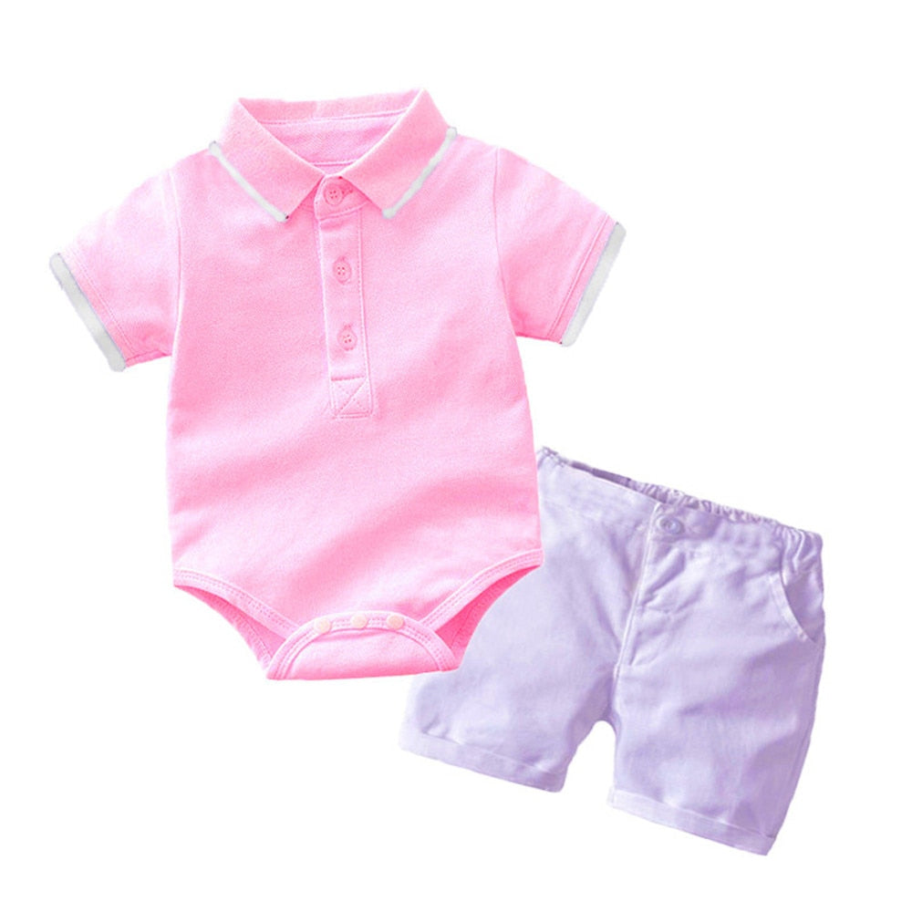 Toddler Boys Summer Clothes Set with Polo Shirt and Shorts
