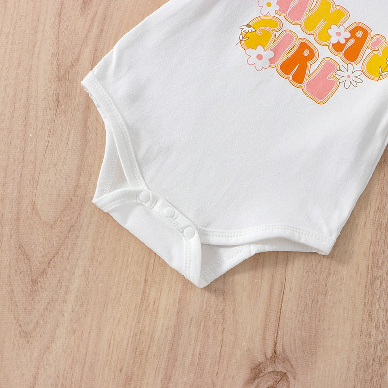 Adorable Summer Clothes Sets for Newborn Baby Girls: Letter Print Bodysuits and High Waist Shorts