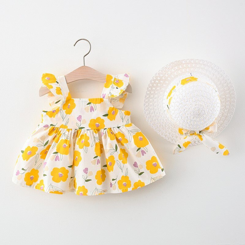 Sweet Flower Baby Girl Dress Set for Summer