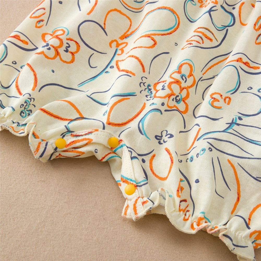 Sweet Baby Clothes with Floral Prints and Bowknots for Girls' Birthday Outfits