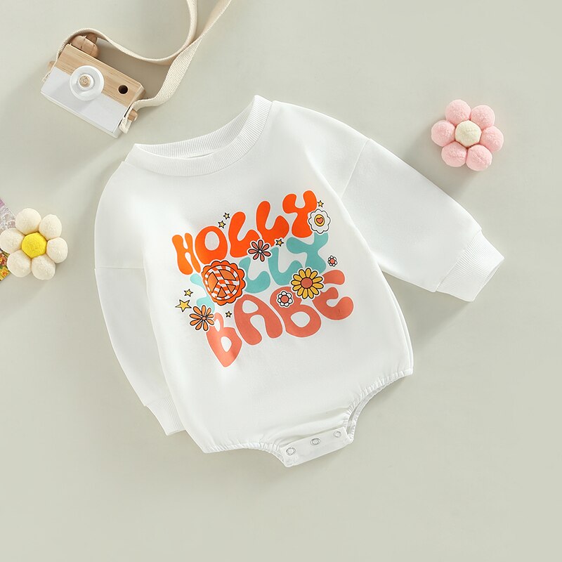 Adorable Autumn Newborn Baby Girls Rompers with Cute Letter and Flower Print