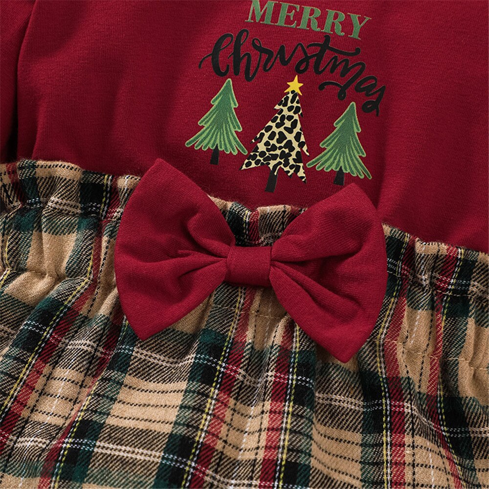 Christmas Baby Rompers with Grid Patchwork