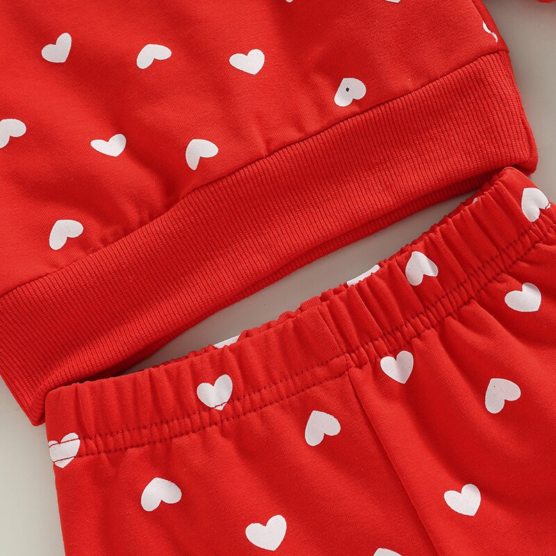 Cute Newborn Baby Girls Heart Print Clothes Sets for Valentine's Day