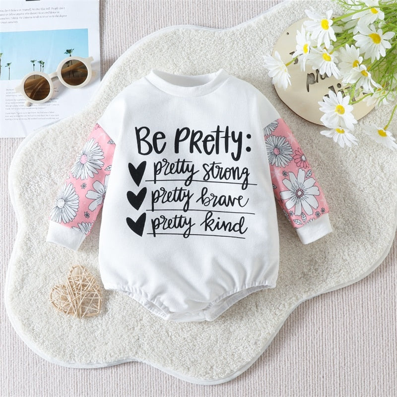 Adorable Cartoon Letter Print Rompers for Newborn Baby Boys and Girls