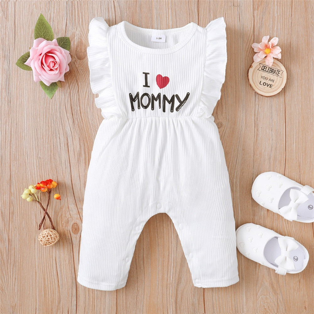 I Love Mommy" Baby Girls Rompers: Cute and Comfortable Summer Wear