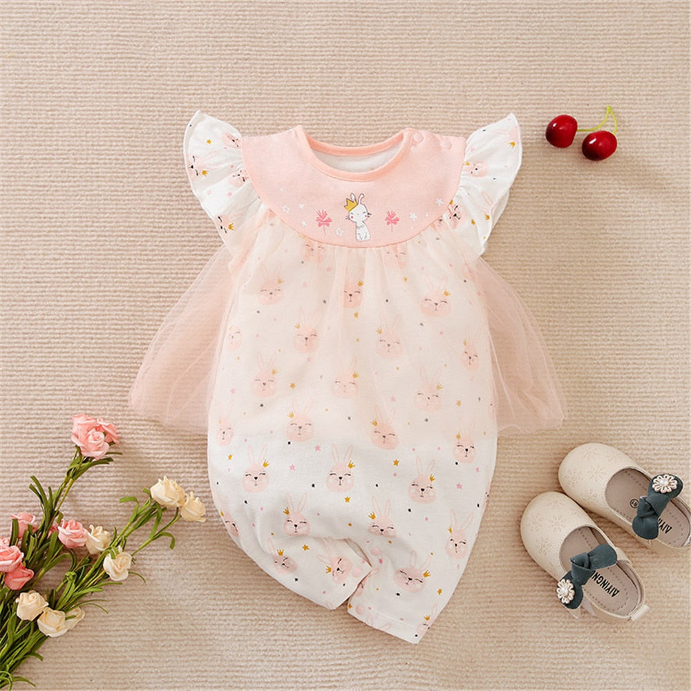 Pink Rabbit Girl Baby's Rompers Overalls for Newborns