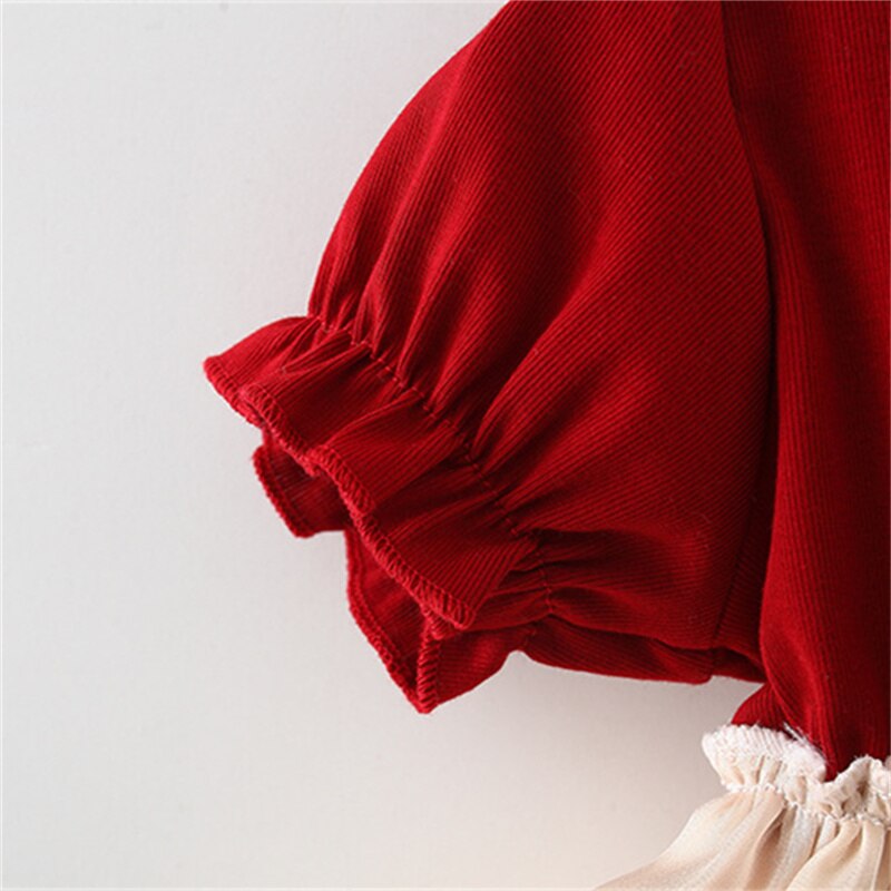 Cartoon Bear Baby Girl Costume: Sweet and Breathable Lantern Sleeved Dress for Birthday Party, Wedding, and Evening Events