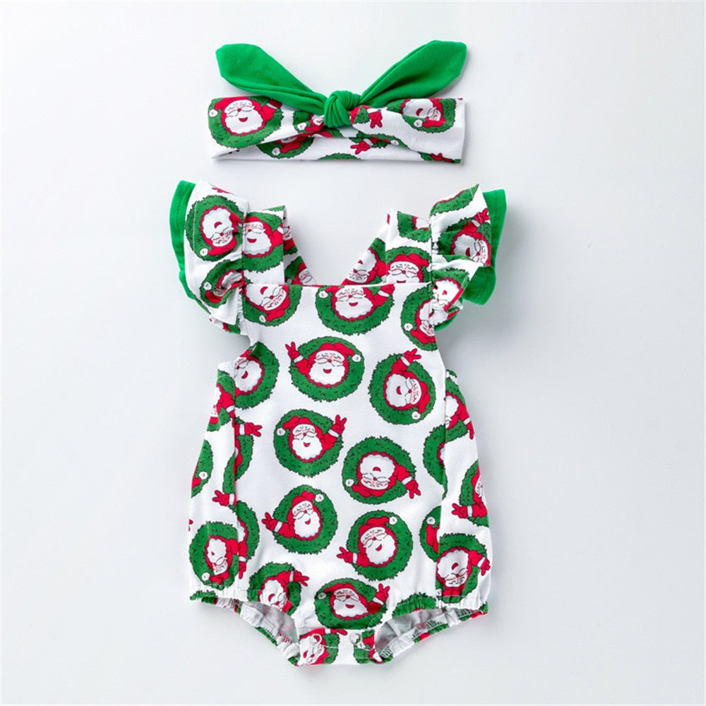 Adorable Flying Sleeve Baby Bodysuit with Watermelon Print for Girls