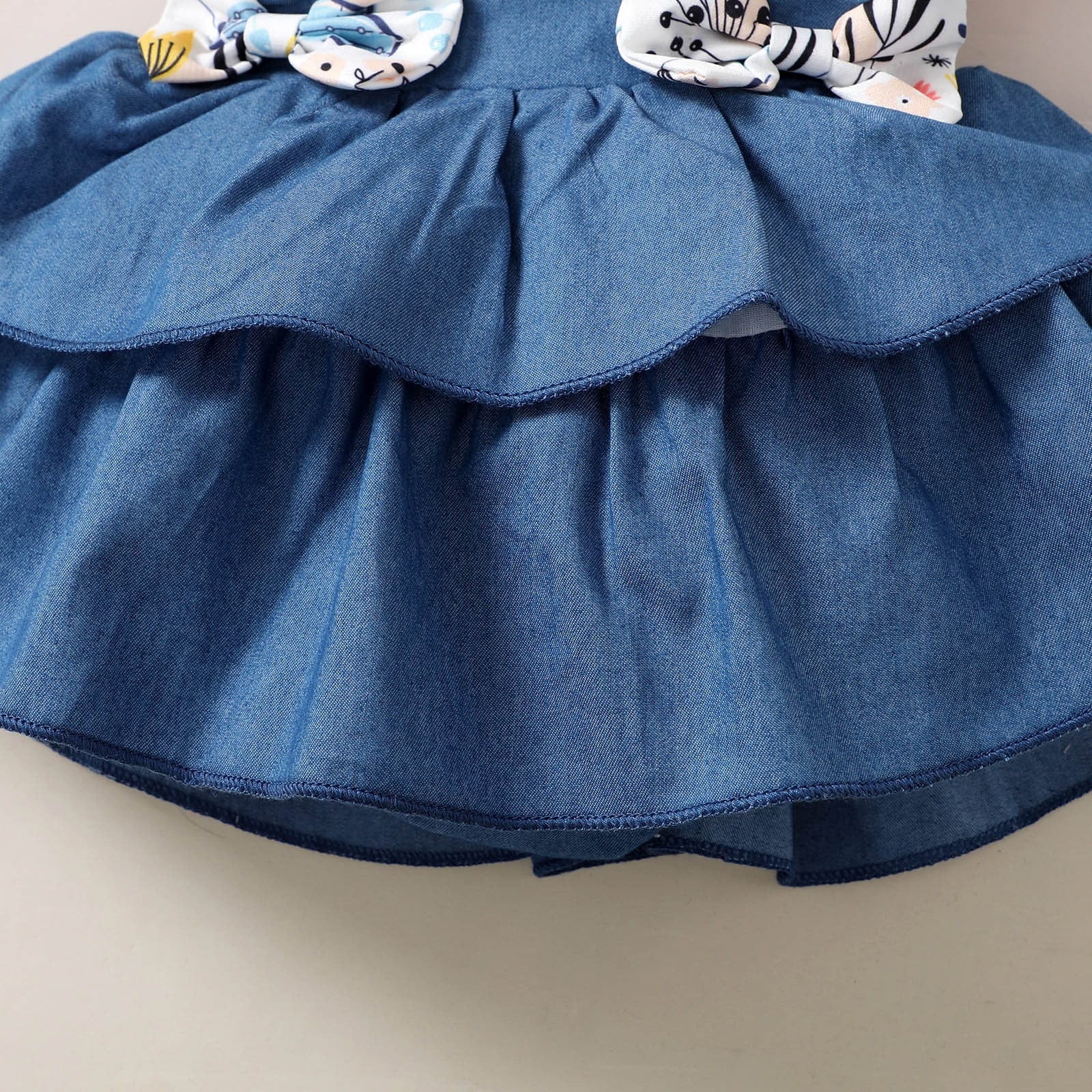 Newborn Baby Girl Summer Dress Set - Butterfly Print Party Princess Dress with Bow and Headband