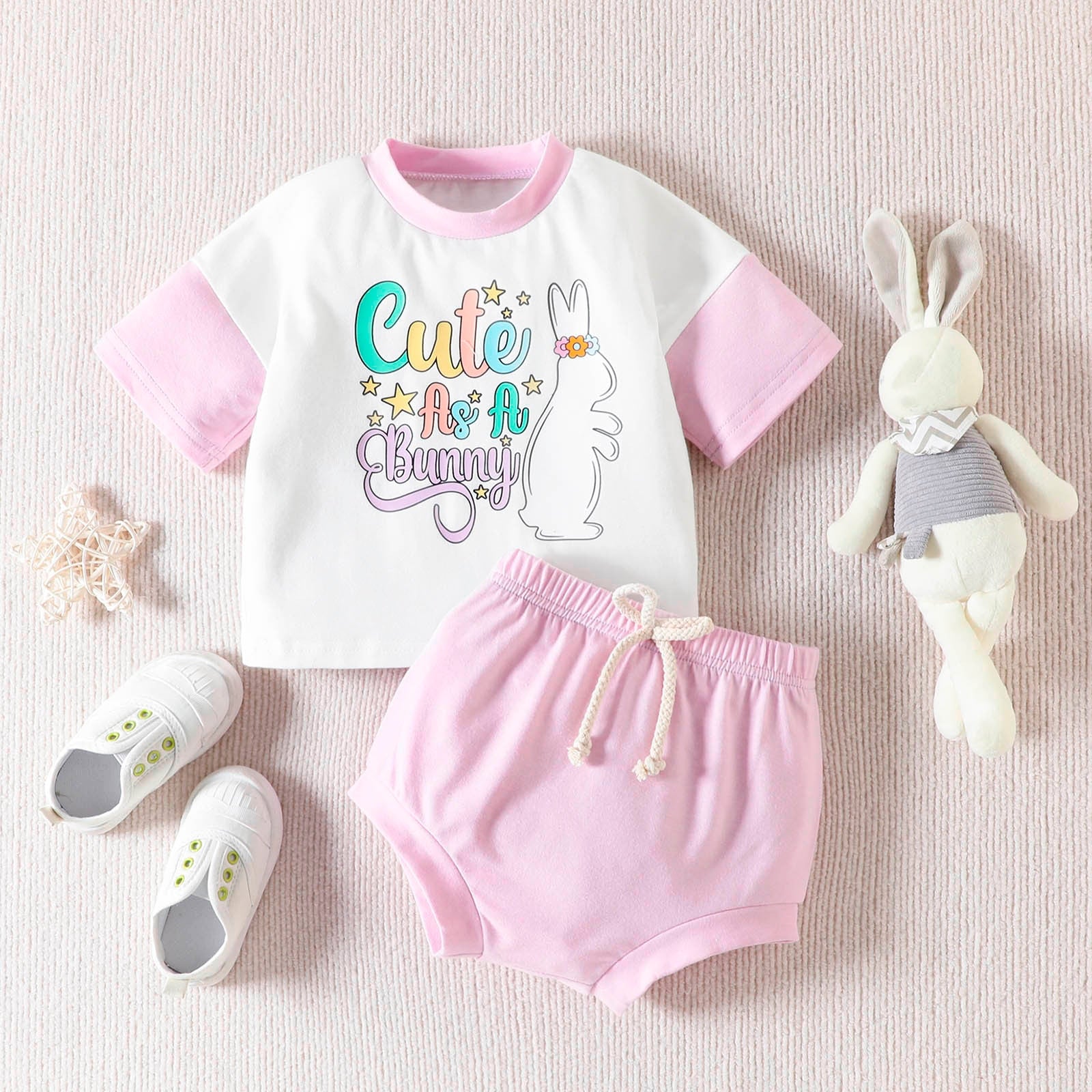 My First Baby Easter Outfits - Cute Rabbit Clothing Short Sleeve T-shirts + Shorts Sets