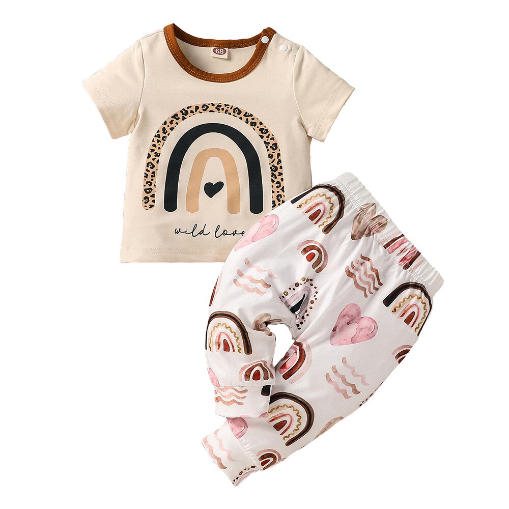 Colorful Rainbow Baby Girls Clothes Set for Summer