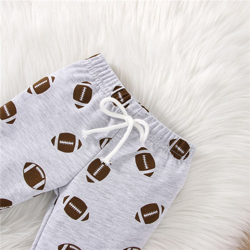 Newborn Baby Boys and Girls 2-Piece Outfit Set with Letter Print Romper and Rugby Print Pants