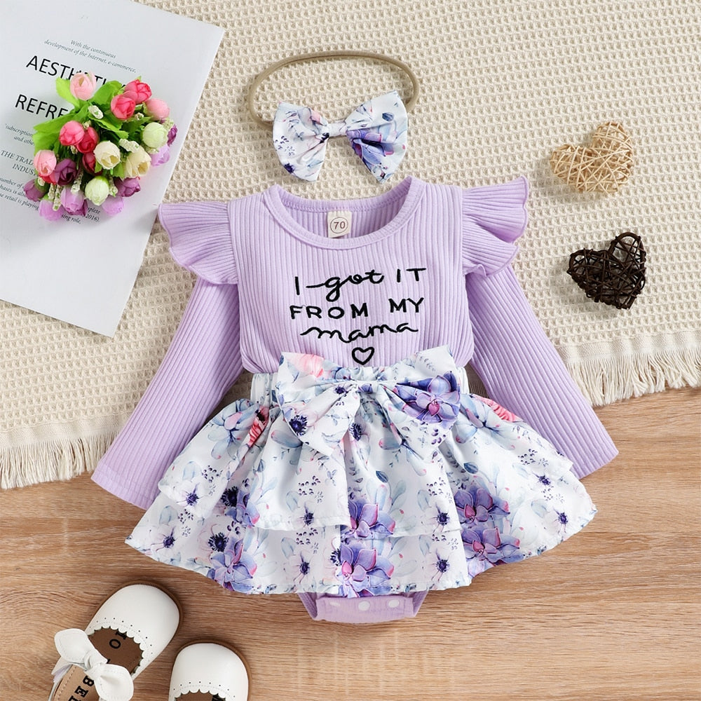 Charming Romper Dress and Headband Set for Newborn Baby Girls