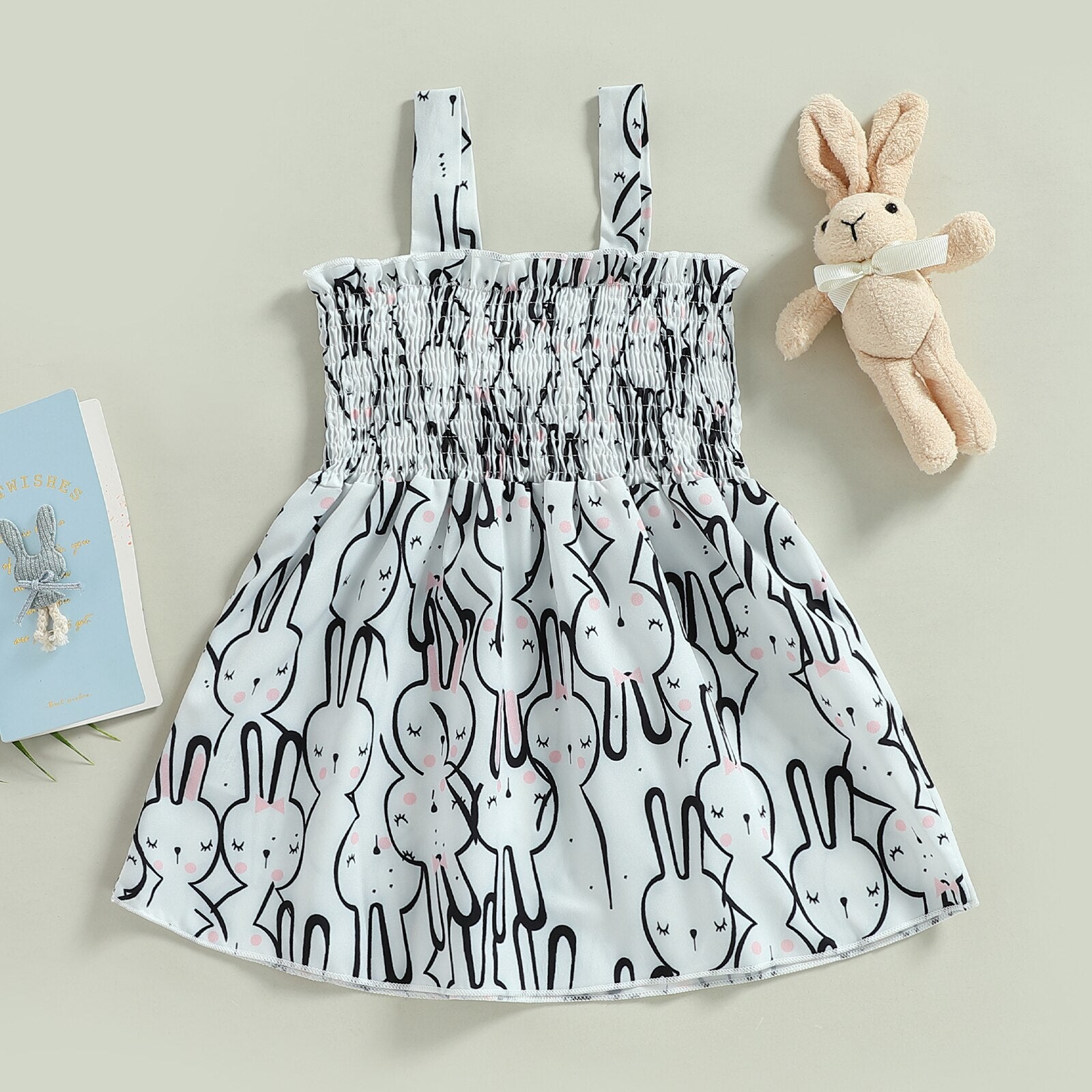 Easter Days Outfit for Baby Girls - Sweet Sleeveless Rabbit Print Princess Dress