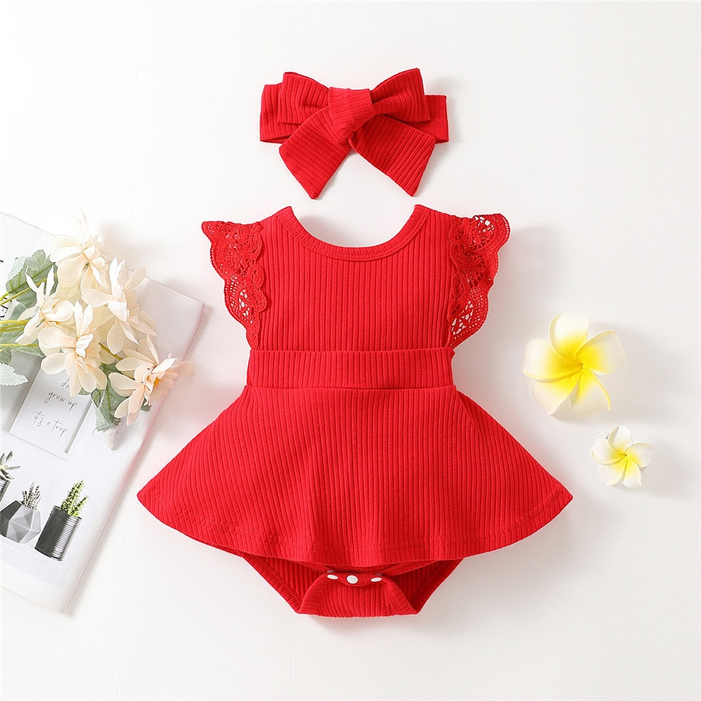 Adorable Lace Flying Sleeve Newborn Bodysuits Skirts - Perfect Summer Outfits for your Little One!
