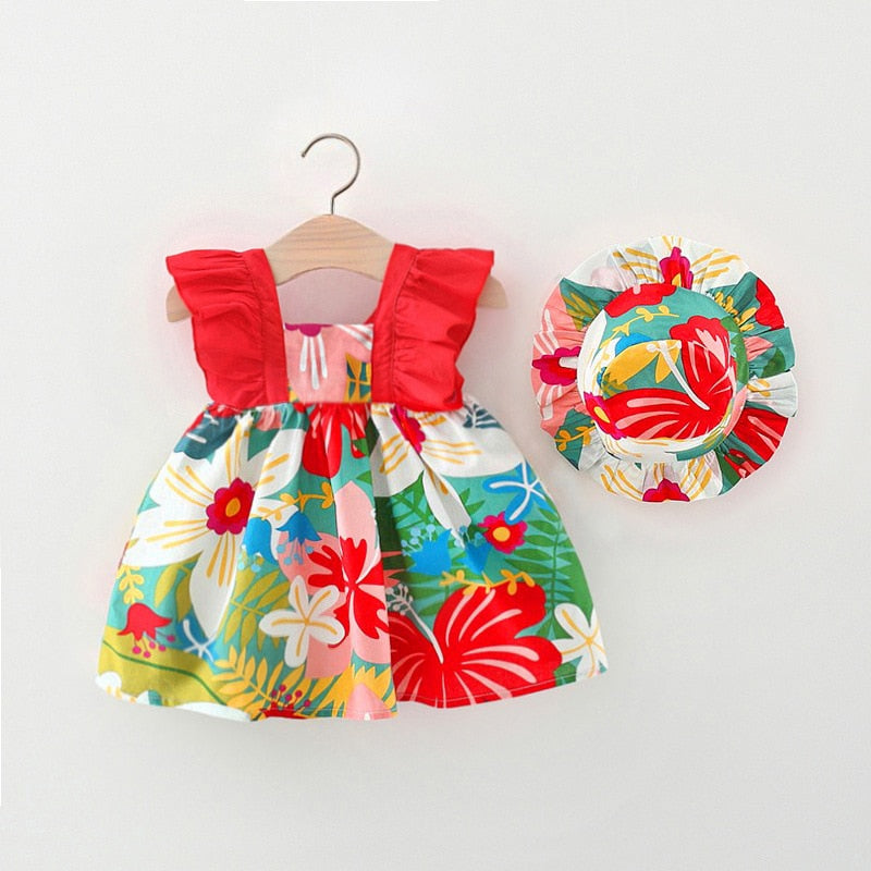 Sweet Flower Baby Girl Dress Set for Summer