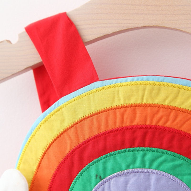 Summer Rainbow Sling Dresses for Baby Girls - 2 Piece Set with Hat