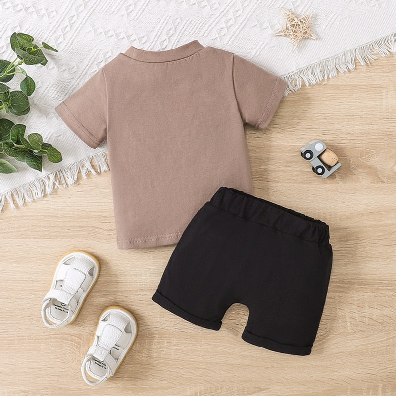 Baby Boys' 2-Piece Summer Short Set with Printed T-Shirt and Shorts