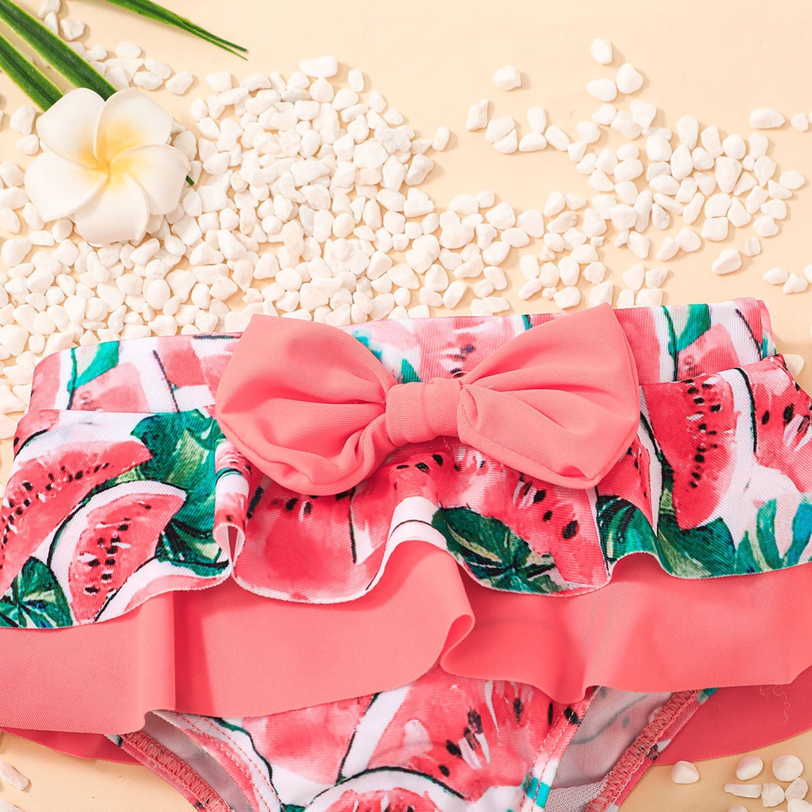 Toddler Baby Girls Swimwear Summer Strap Watermelon Melon Print Two-Piece Swimsuit Set